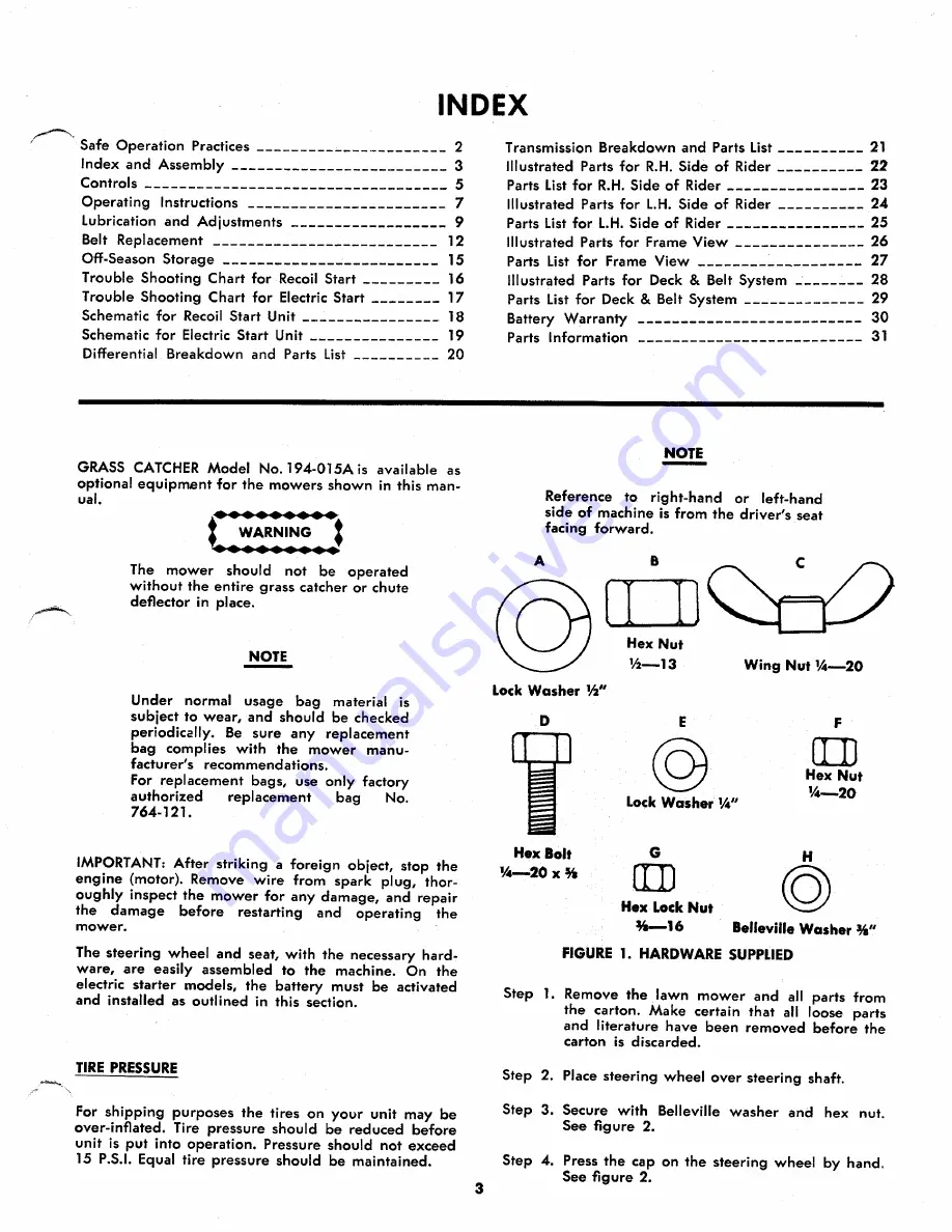 MTD 134-460A Owner'S Operating Service Instruction Manual Download Page 3