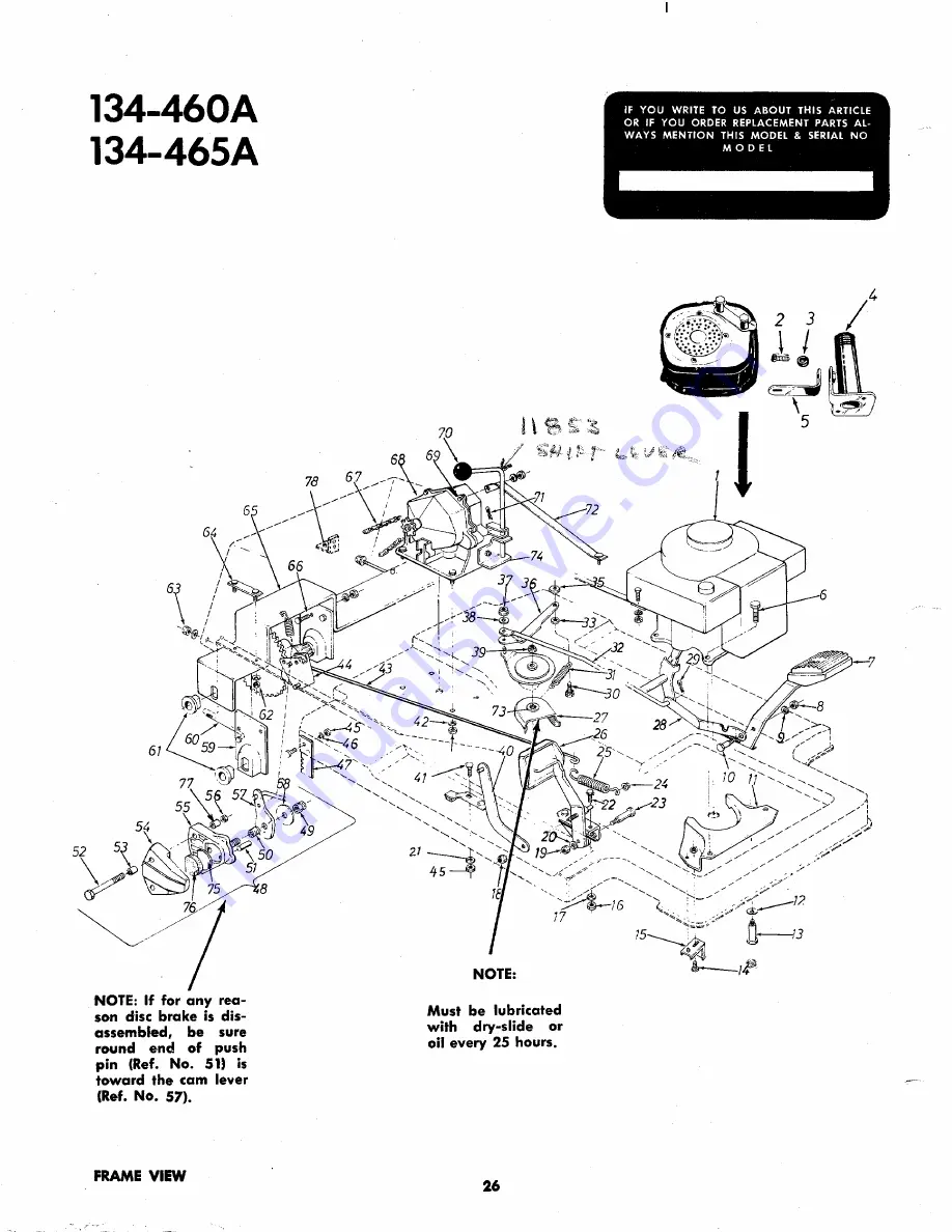 MTD 134-460A Owner'S Operating Service Instruction Manual Download Page 26