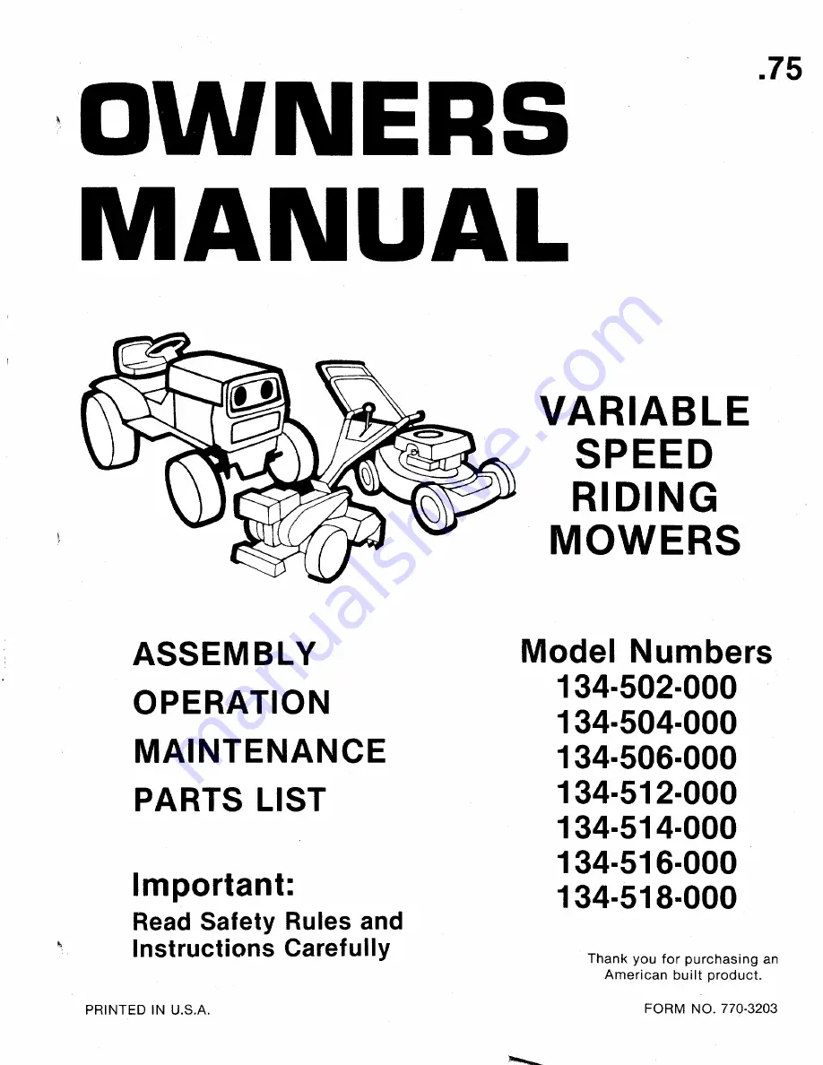 MTD 134-502-000 Owner'S Manual Download Page 1