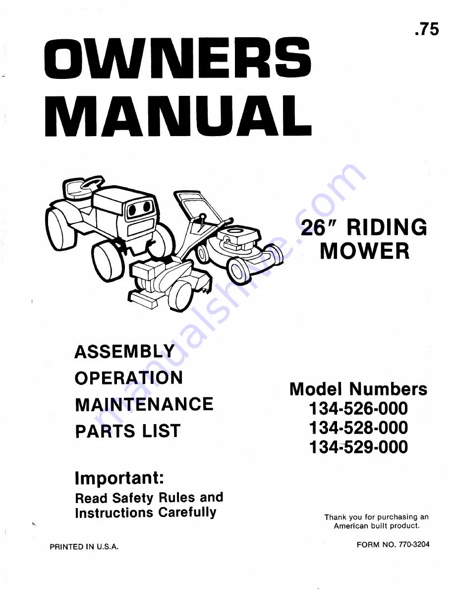 MTD 134-526-000 Owner'S Manual Download Page 1