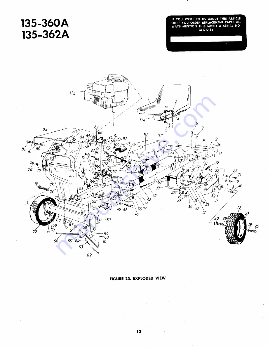 MTD 135-360A Owner'S Operating Service Instruction Manual Download Page 12