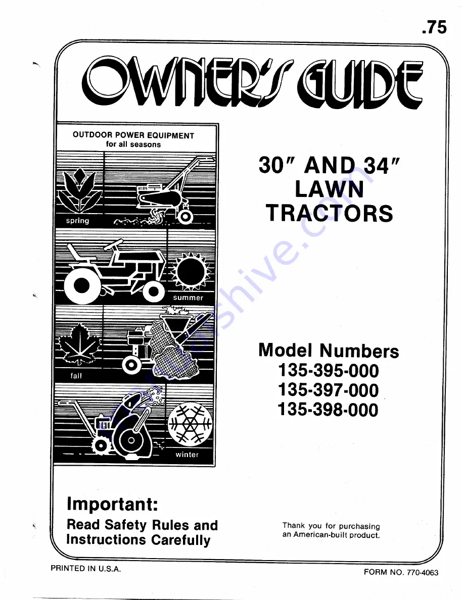 MTD 135-395-000 Owner'S Manual Download Page 1