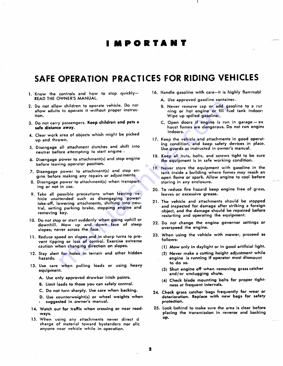 MTD 135-420A Owner'S Operating Service Instruction Manual Download Page 2