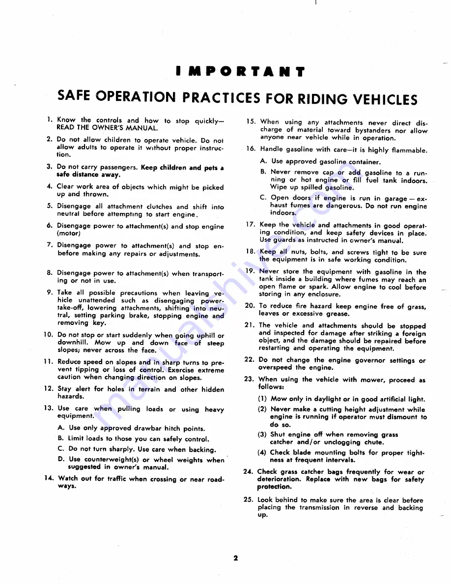 MTD 135-430A Owner'S Operating Service Instruction Manual Download Page 2