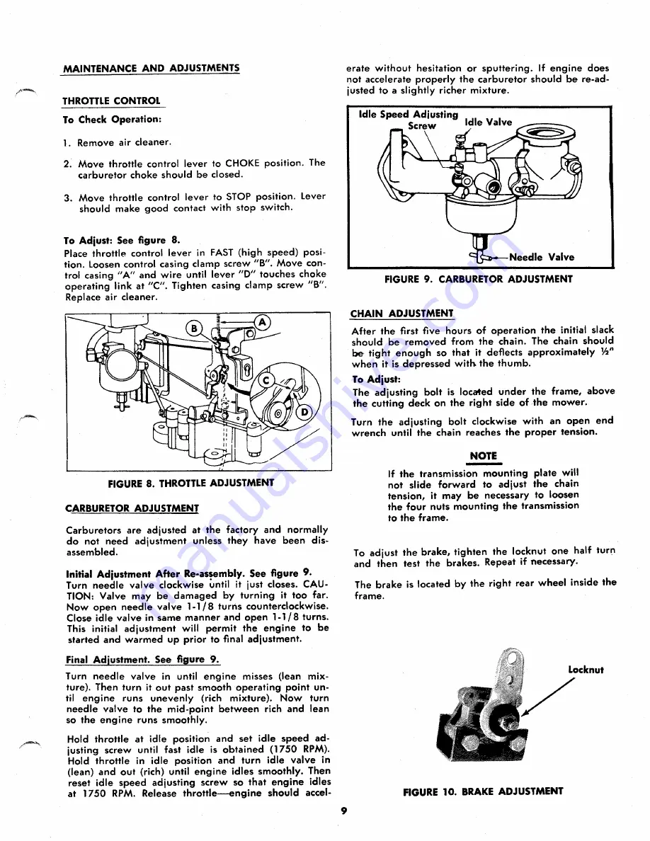 MTD 135-430A Owner'S Operating Service Instruction Manual Download Page 9