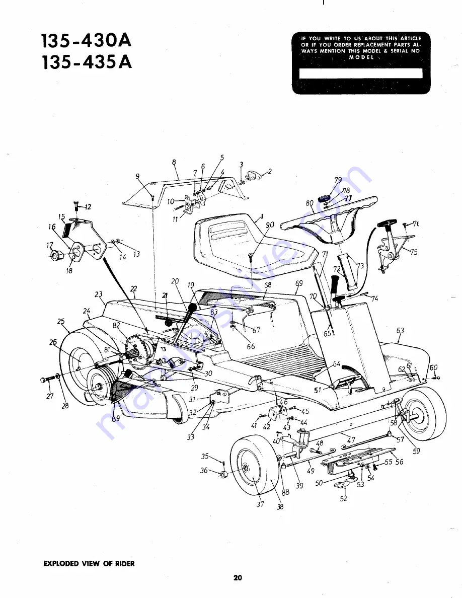 MTD 135-430A Owner'S Operating Service Instruction Manual Download Page 20