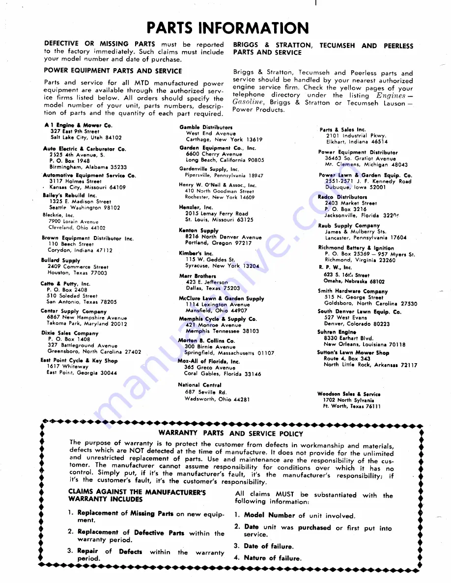 MTD 135-430A Owner'S Operating Service Instruction Manual Download Page 30