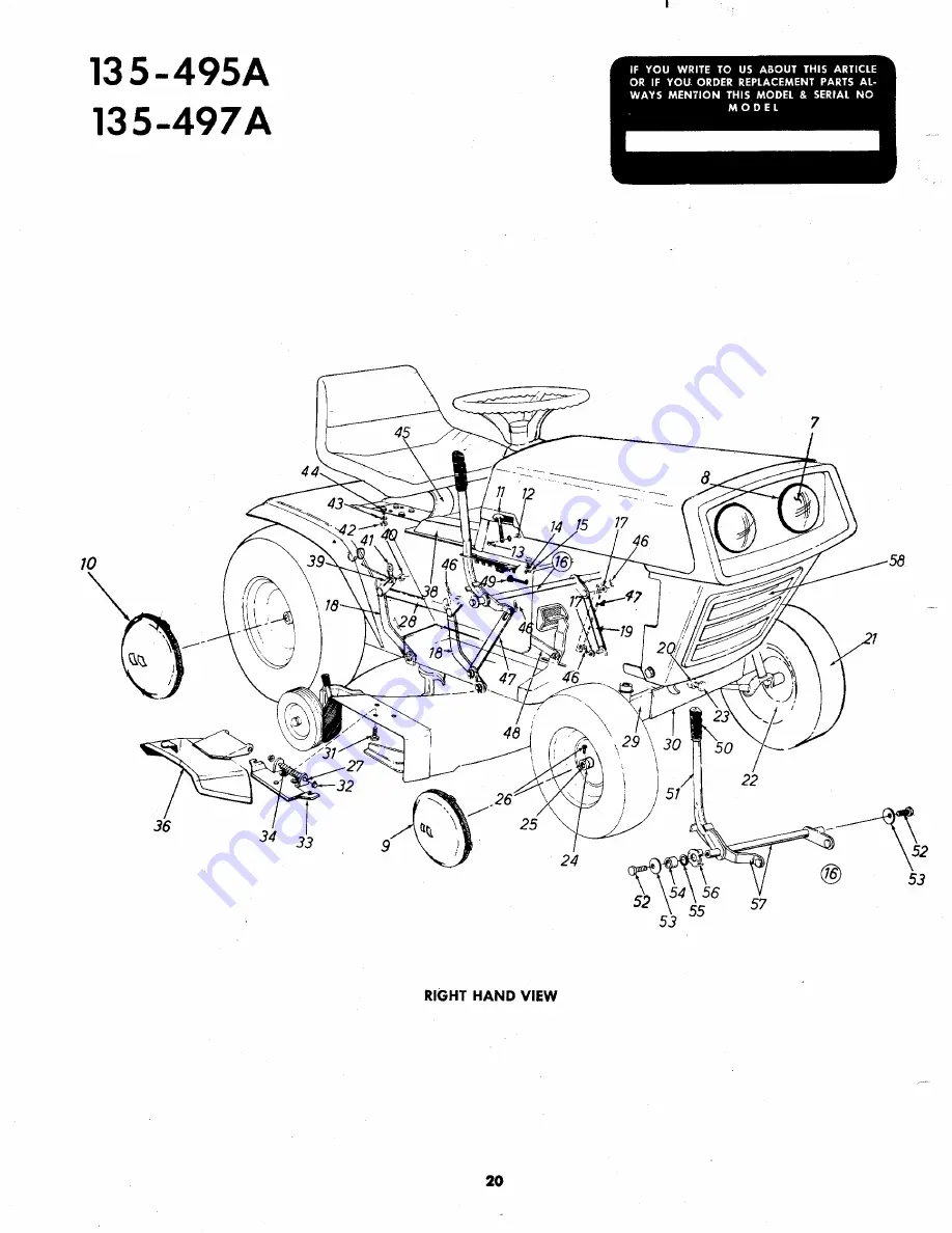 MTD 135-495A Owner'S Operating Service Instruction Manual Download Page 20