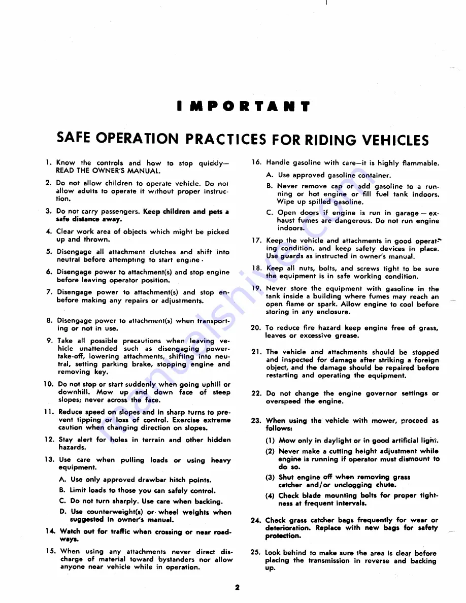 MTD 135-520A Owner'S Operating Service Instruction Manual Download Page 2