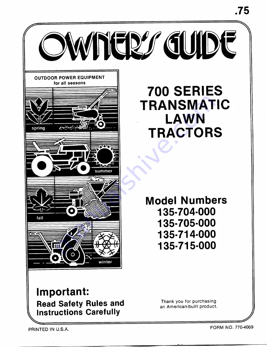 MTD 135-704-000 Owner'S Manual Download Page 1