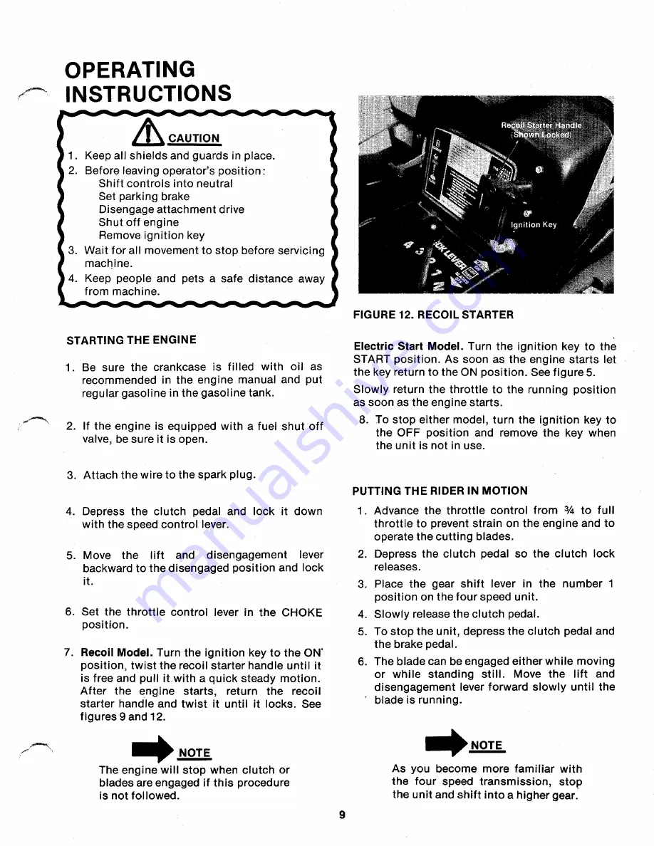 MTD 136-390A Owner'S Operating Service Instruction Manual Download Page 9