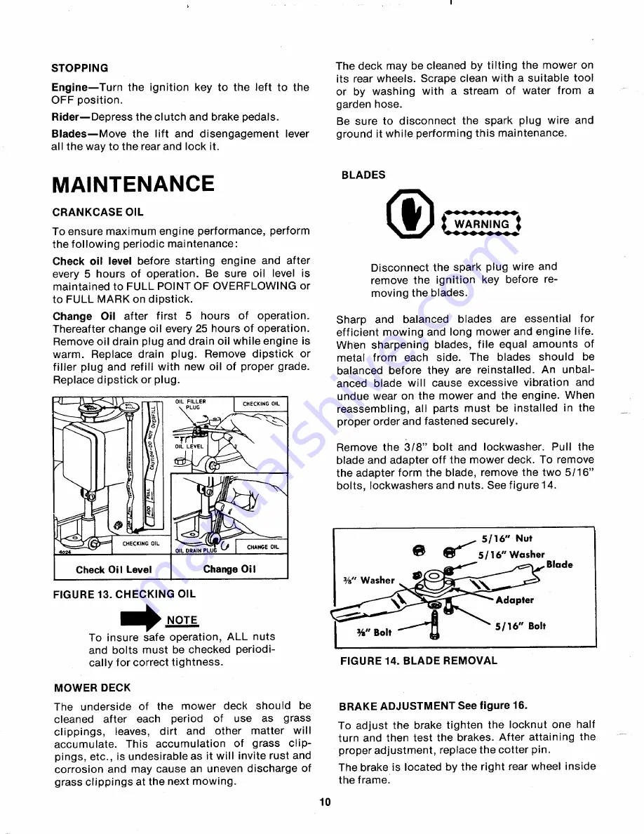 MTD 136-390A Owner'S Operating Service Instruction Manual Download Page 10