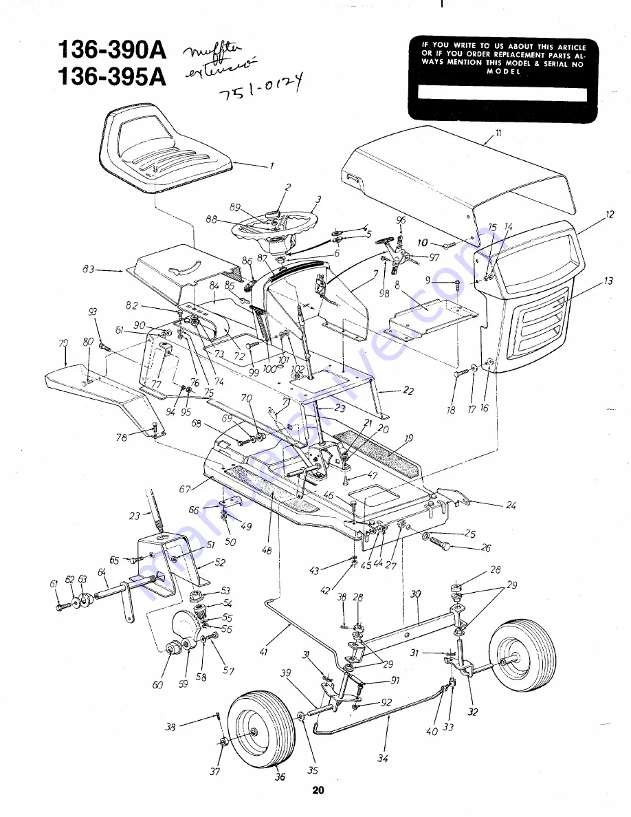 MTD 136-390A Owner'S Operating Service Instruction Manual Download Page 20