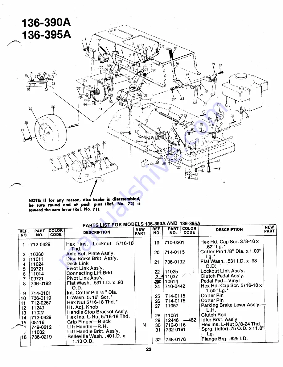 MTD 136-390A Owner'S Operating Service Instruction Manual Download Page 23