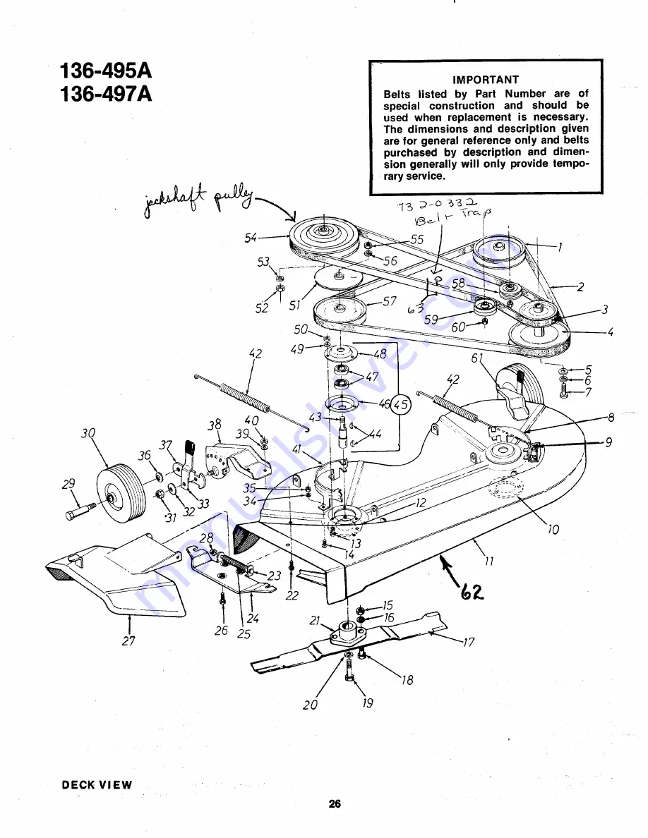 MTD 136-495A Owner'S Operating Service Instruction Manual Download Page 26