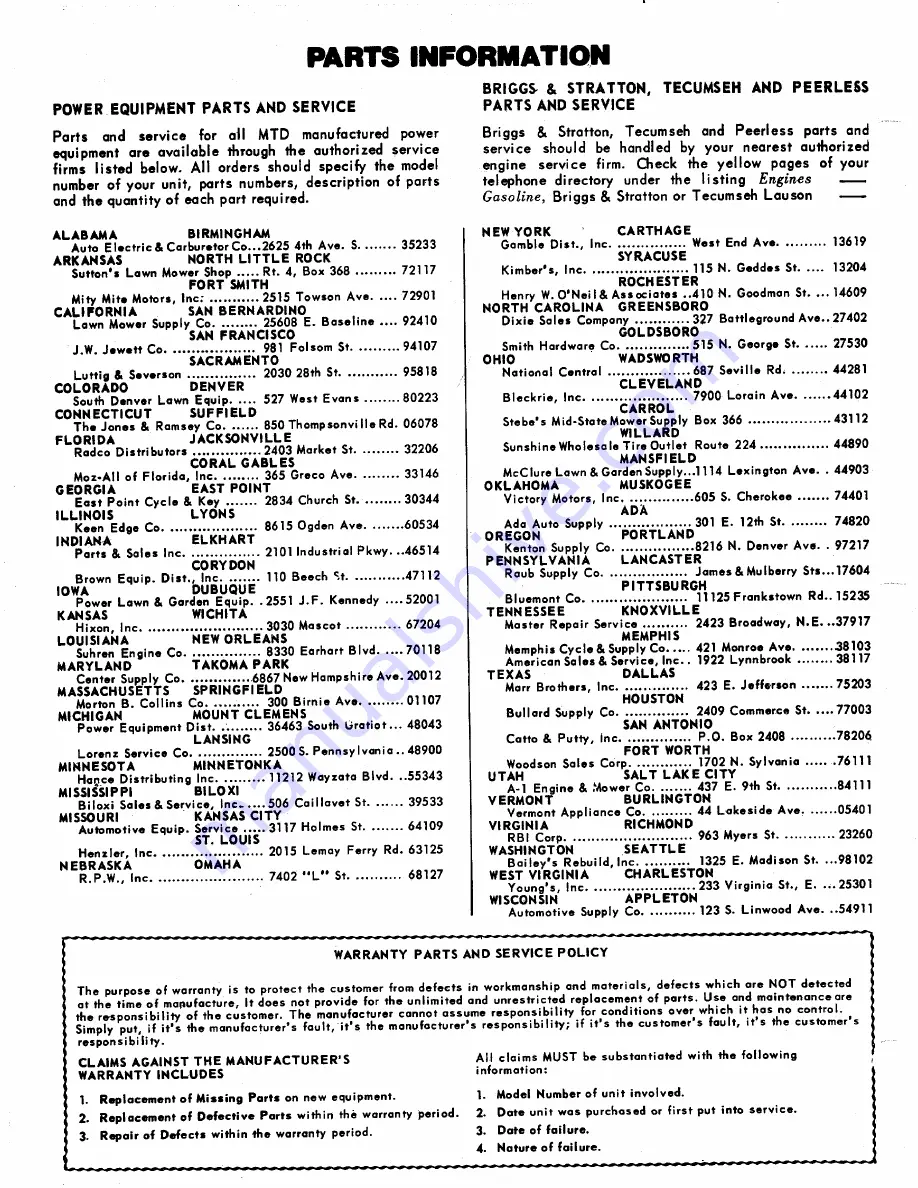 MTD 136-495A Owner'S Operating Service Instruction Manual Download Page 29