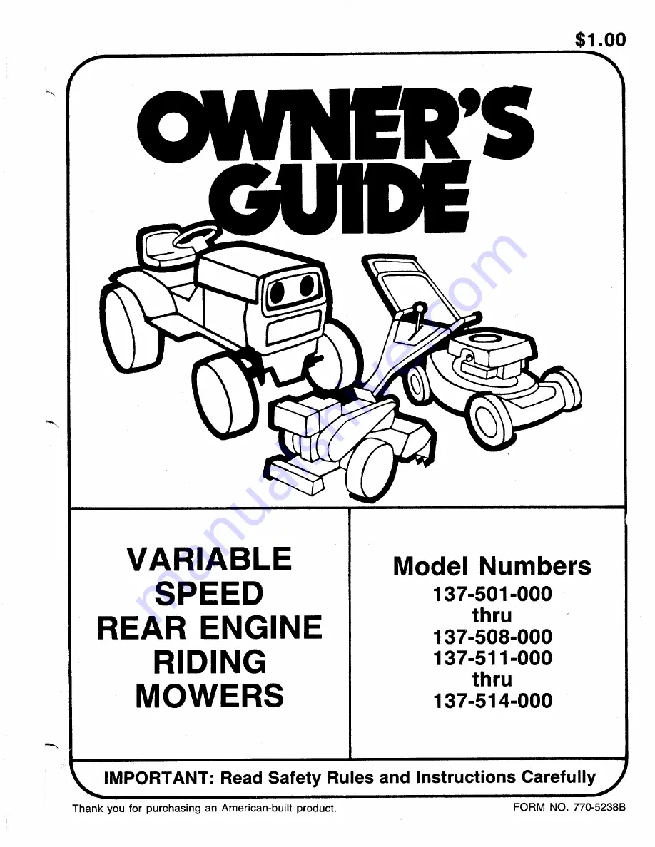 MTD 137-501-000 Owner'S Manual Download Page 1