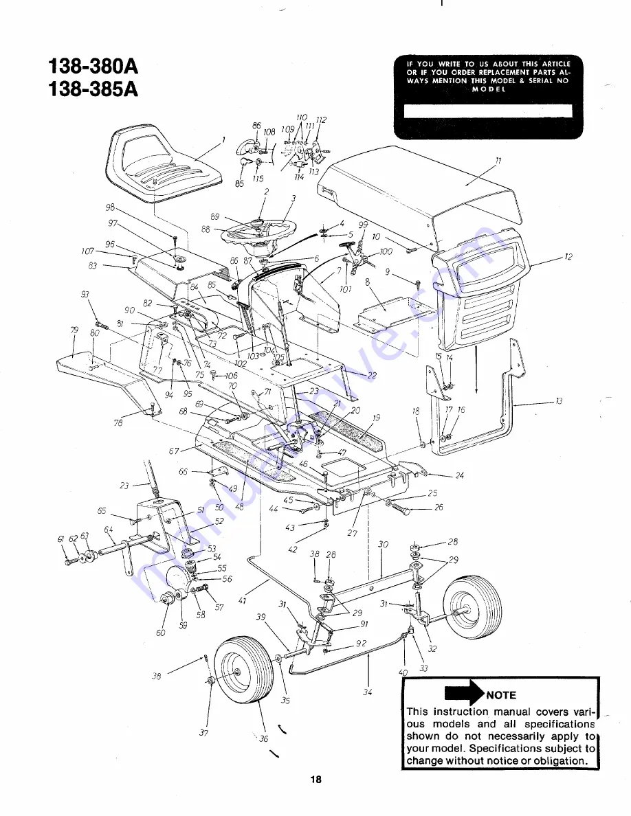 MTD 138-380A Owner'S Manual Download Page 18