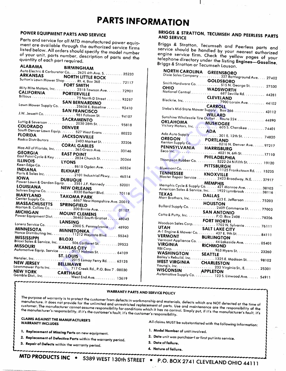 MTD 138-796A Owner'S Manual Download Page 29