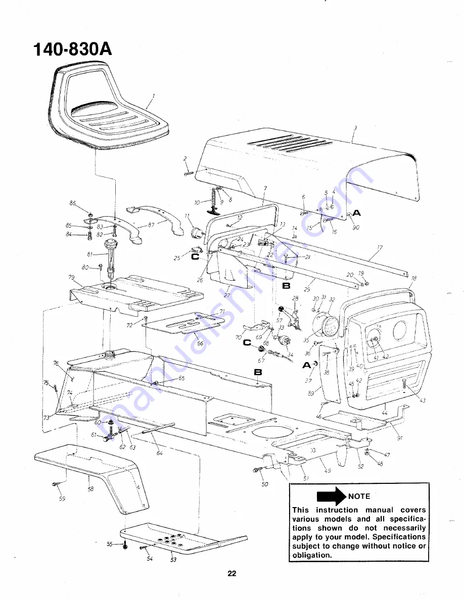 MTD 140-830A Скачать руководство пользователя страница 22