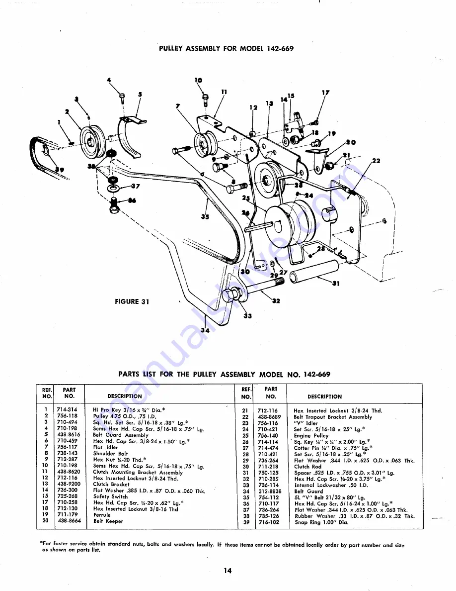 MTD 142-669 Operating/Service Instructions Manual Download Page 14