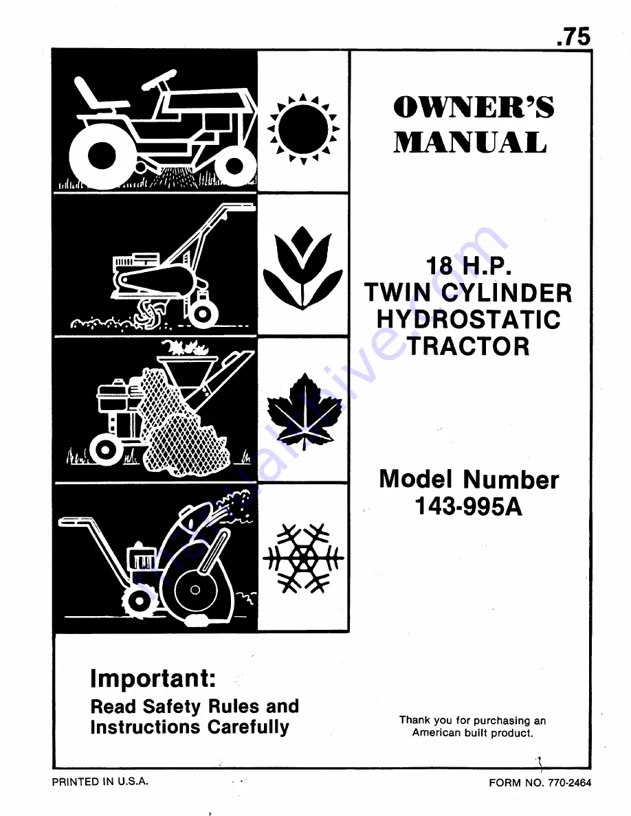 MTD 143-995A Owner'S Manual Download Page 1