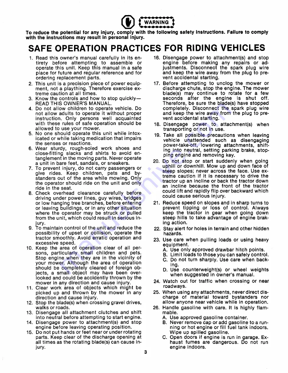 MTD 143-995A Owner'S Manual Download Page 3