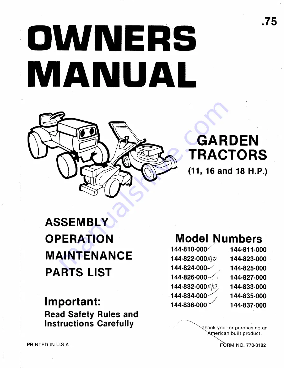 MTD 144-810-000 Owner'S Manual Download Page 1