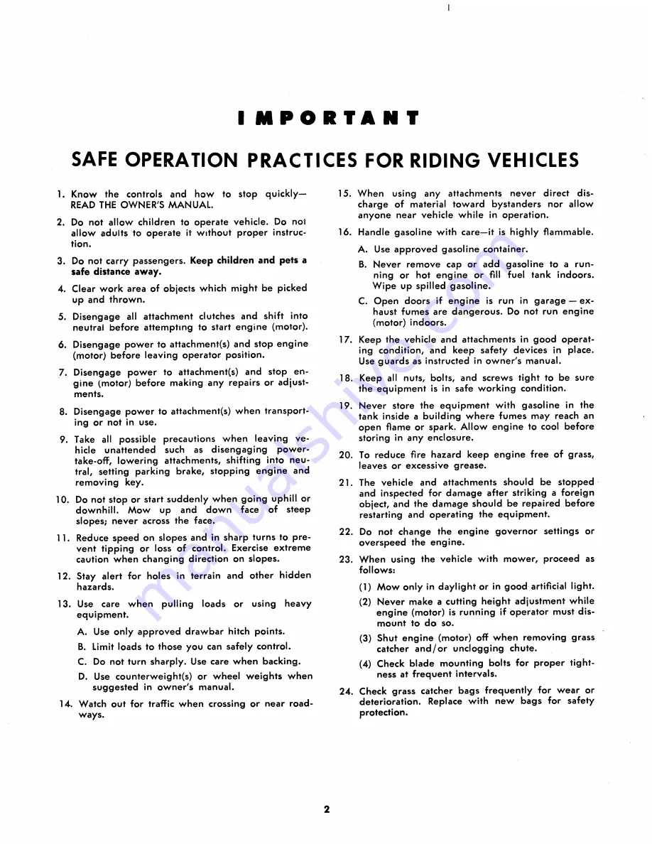 MTD 144-860A Owner'S Operating Service Instruction Manual Download Page 2