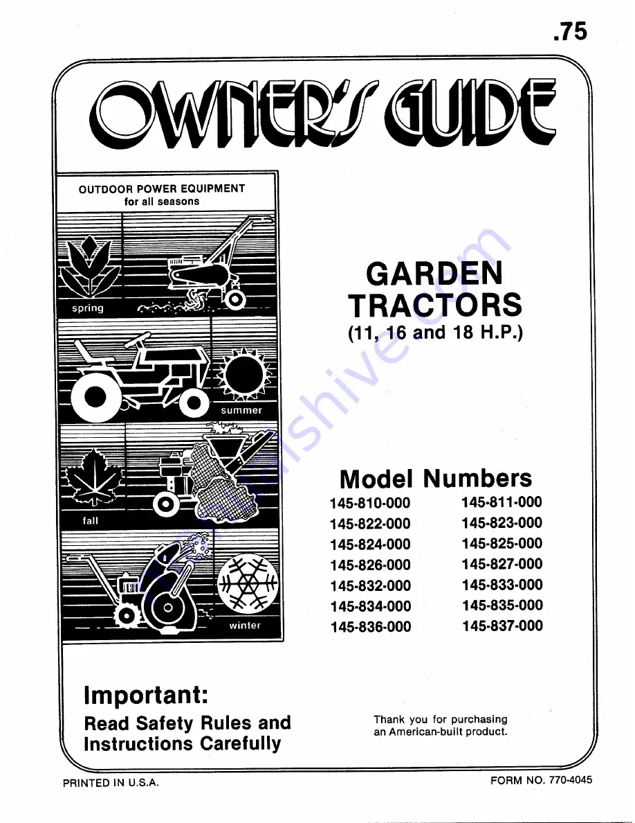 MTD 145-810-000 Owner'S Manual Download Page 1