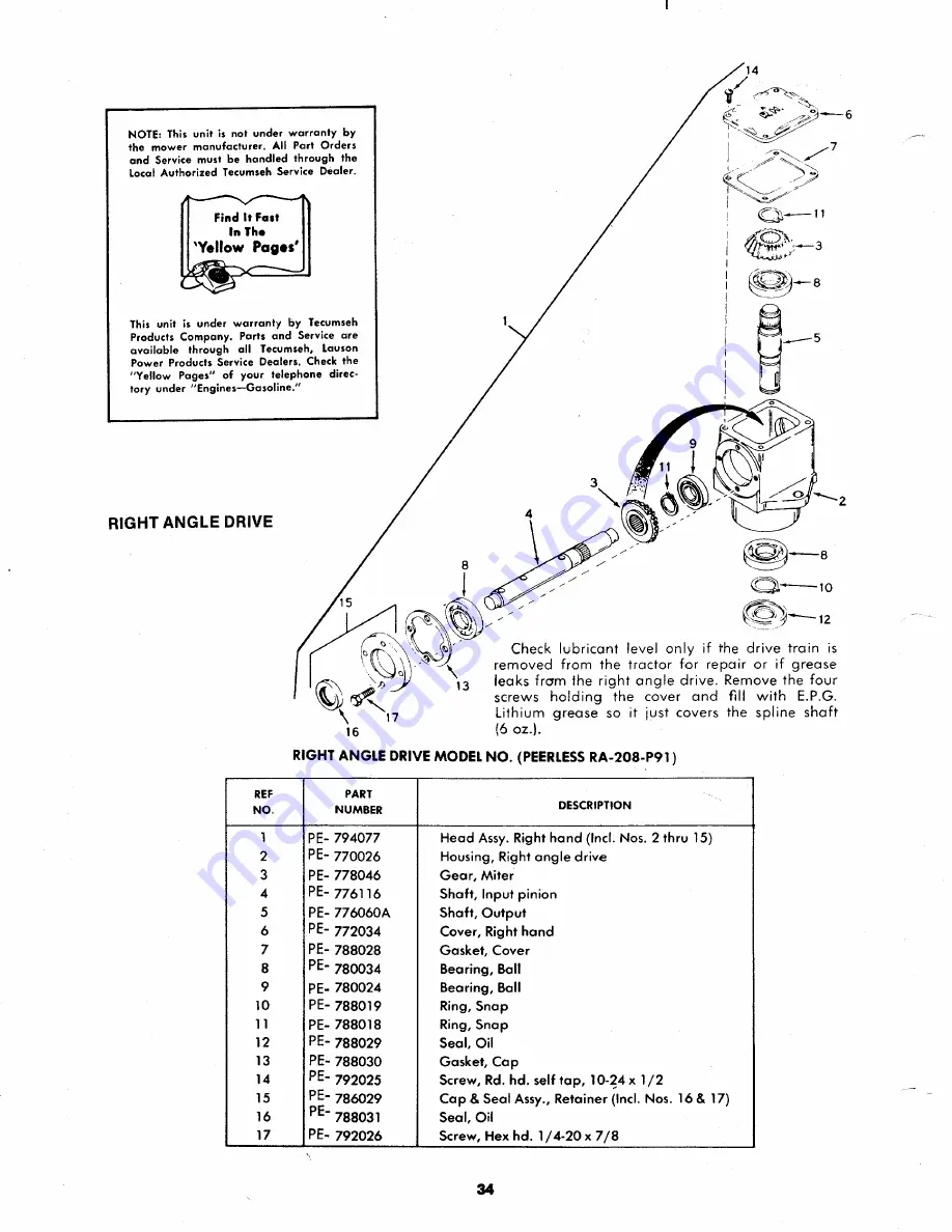 MTD 146-960A Owner'S Operating Service Instruction Manual Download Page 34