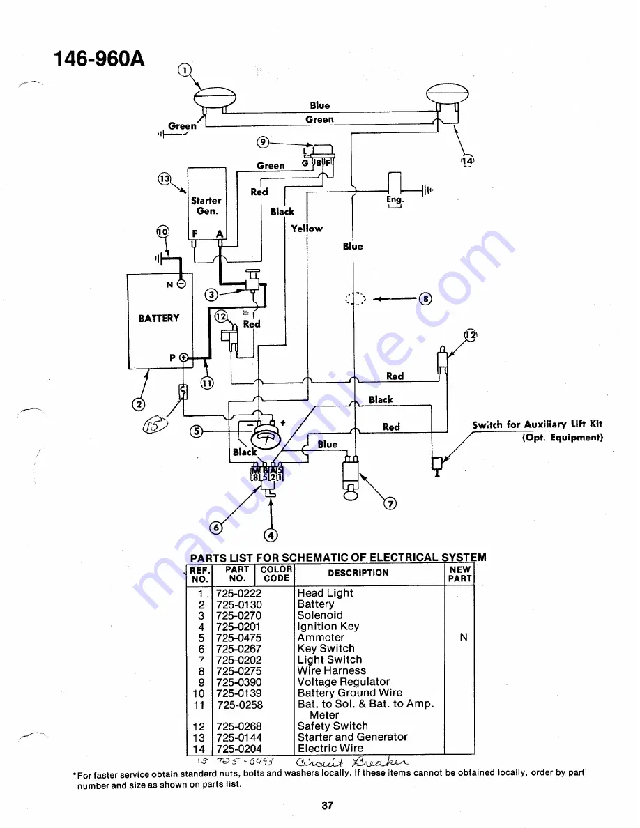 MTD 146-960A Owner'S Operating Service Instruction Manual Download Page 37