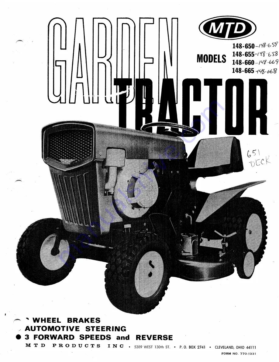 MTD 148-650 Owner'S Manual Download Page 1