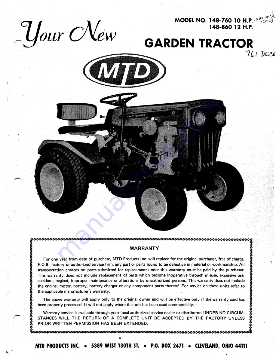 MTD 148-760 Скачать руководство пользователя страница 1