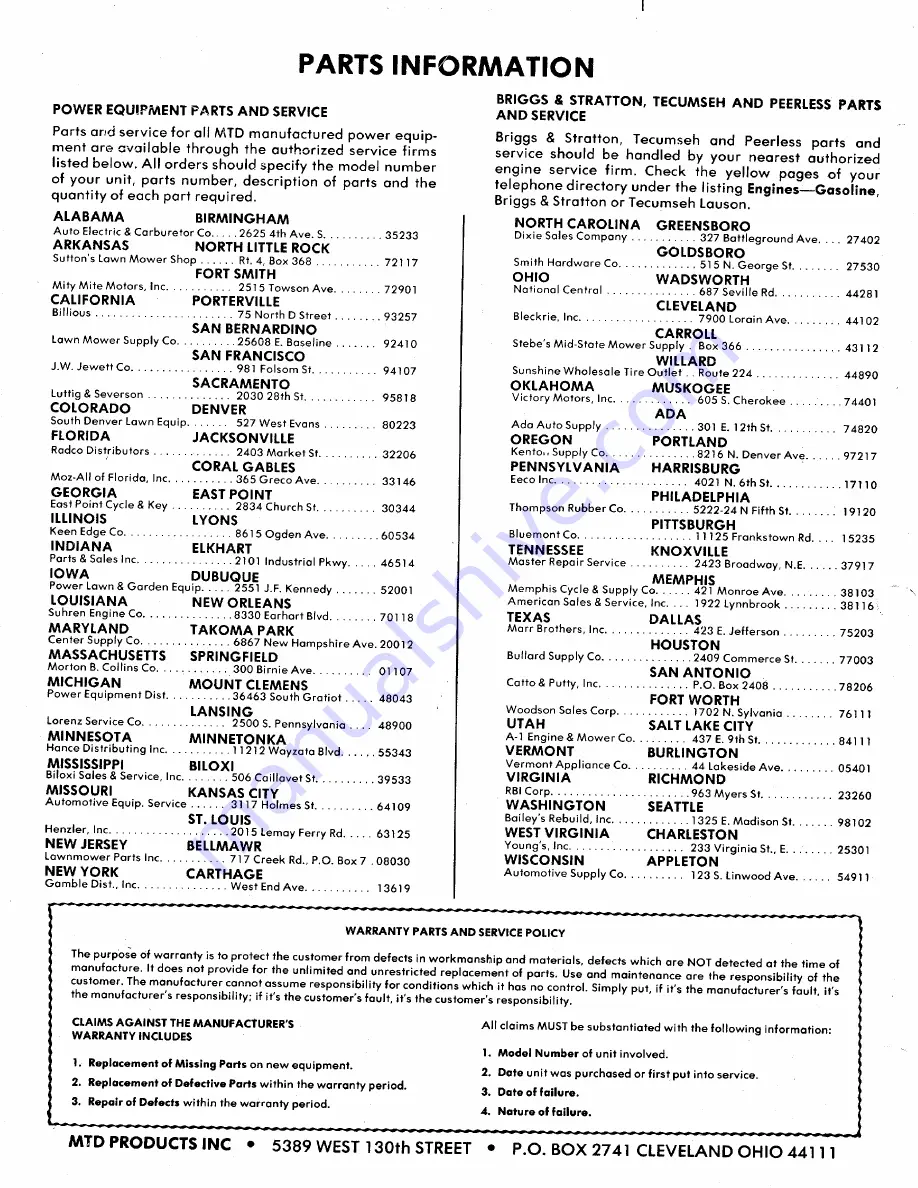 MTD 148-910A Owner'S Manual Download Page 32