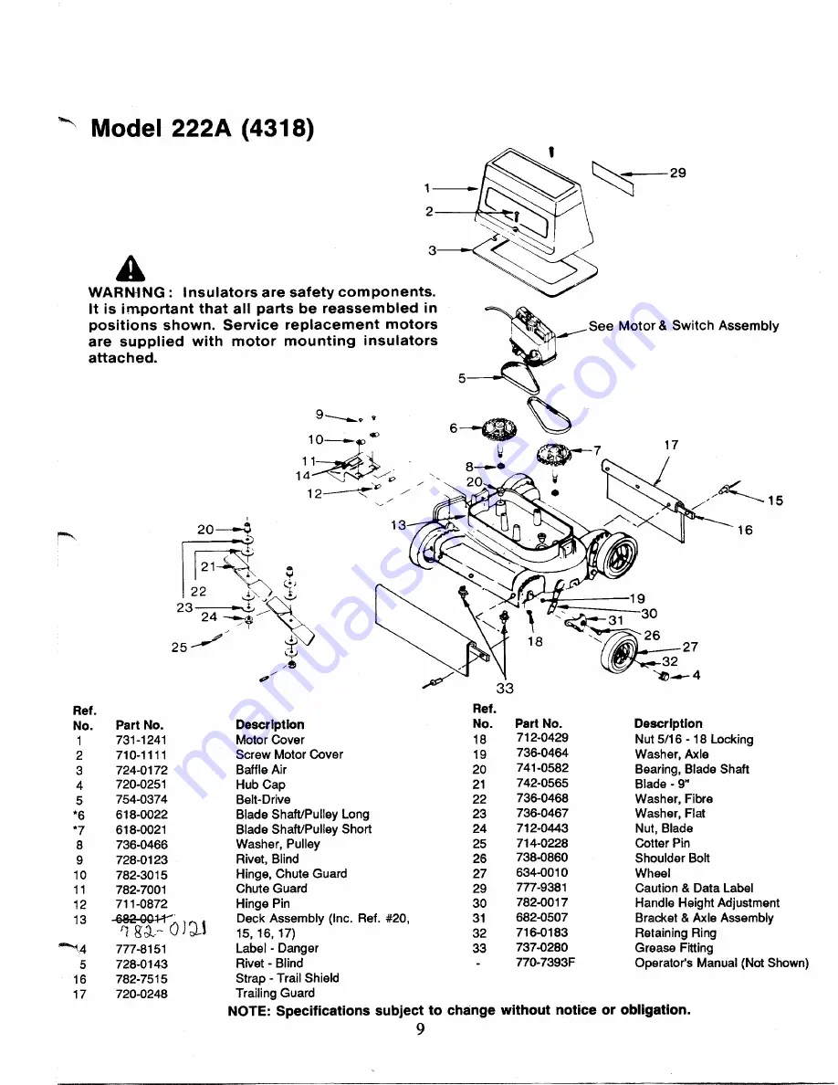 MTD 181-222A002 Owner'S Manual Download Page 9