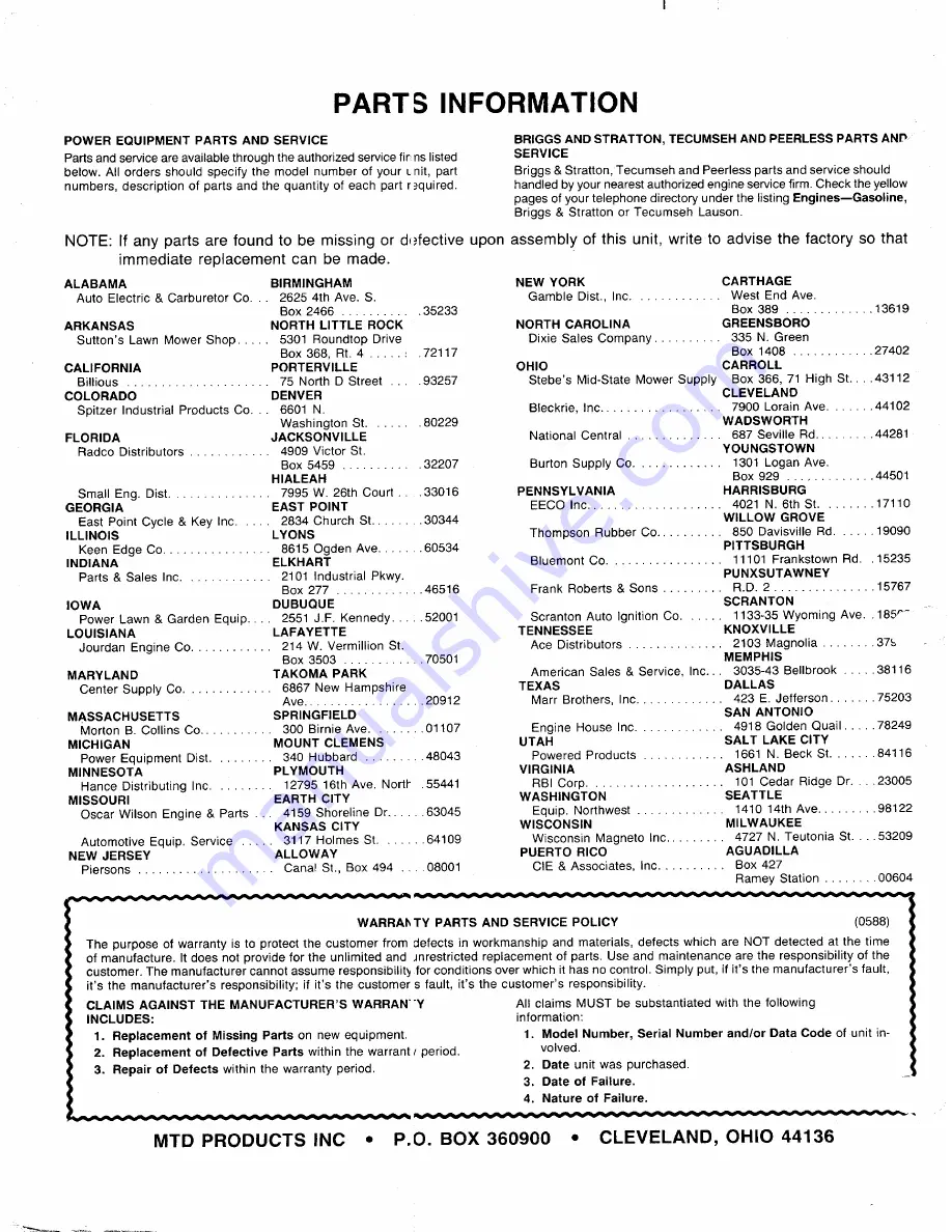 MTD 189-421-000 Owner'S Manual Download Page 16