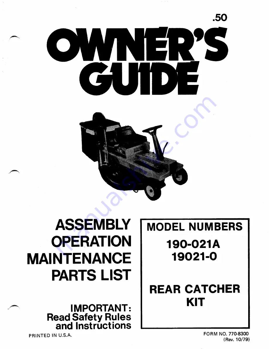 MTD 190-021A Owner'S Manual Download Page 1