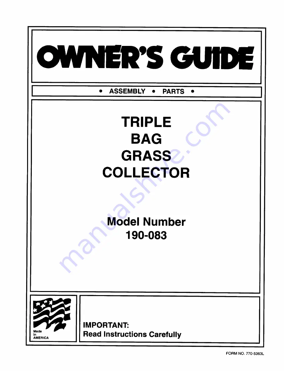 MTD 190-083 Owner'S Manual Download Page 1