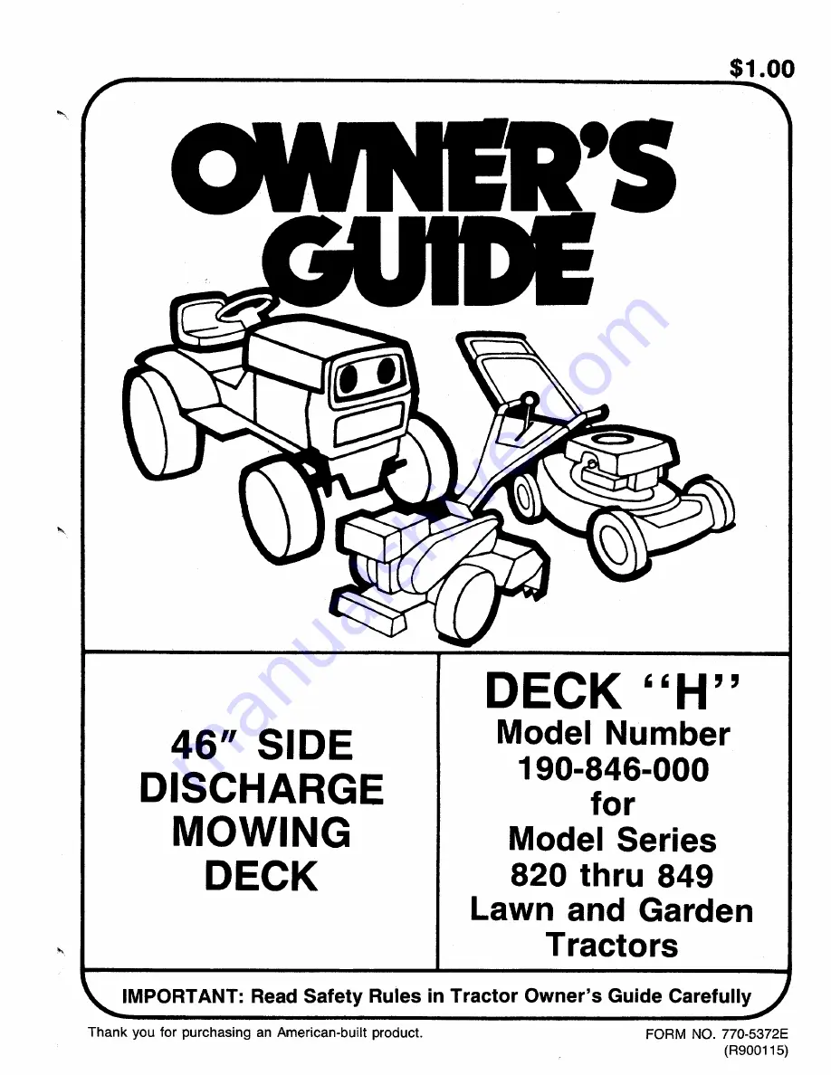 MTD 190-846-000 Owner'S Manual Download Page 1