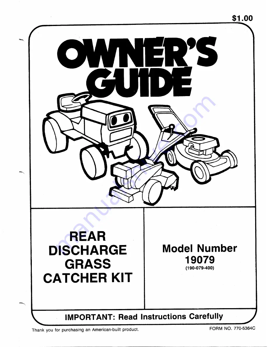 MTD 19079 Owner'S Manual Download Page 1