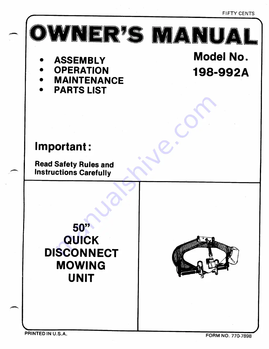 MTD 198-992A Owner'S Manual Download Page 1