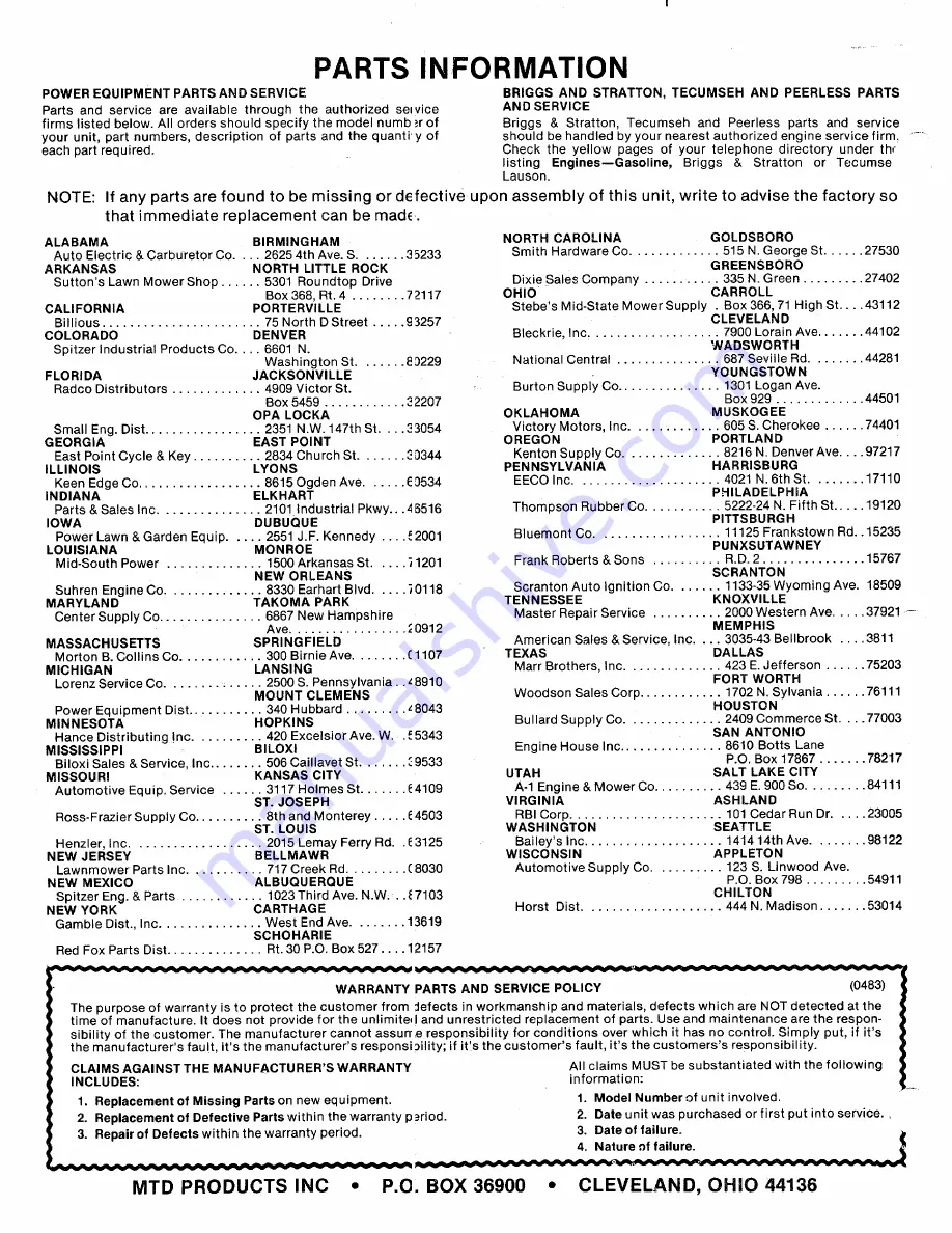 MTD 244-660-000 Owner'S Manual Download Page 12