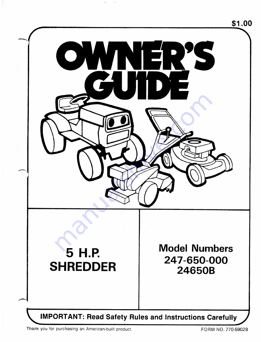 MTD 24650B Owner'S Manual Download Page 1