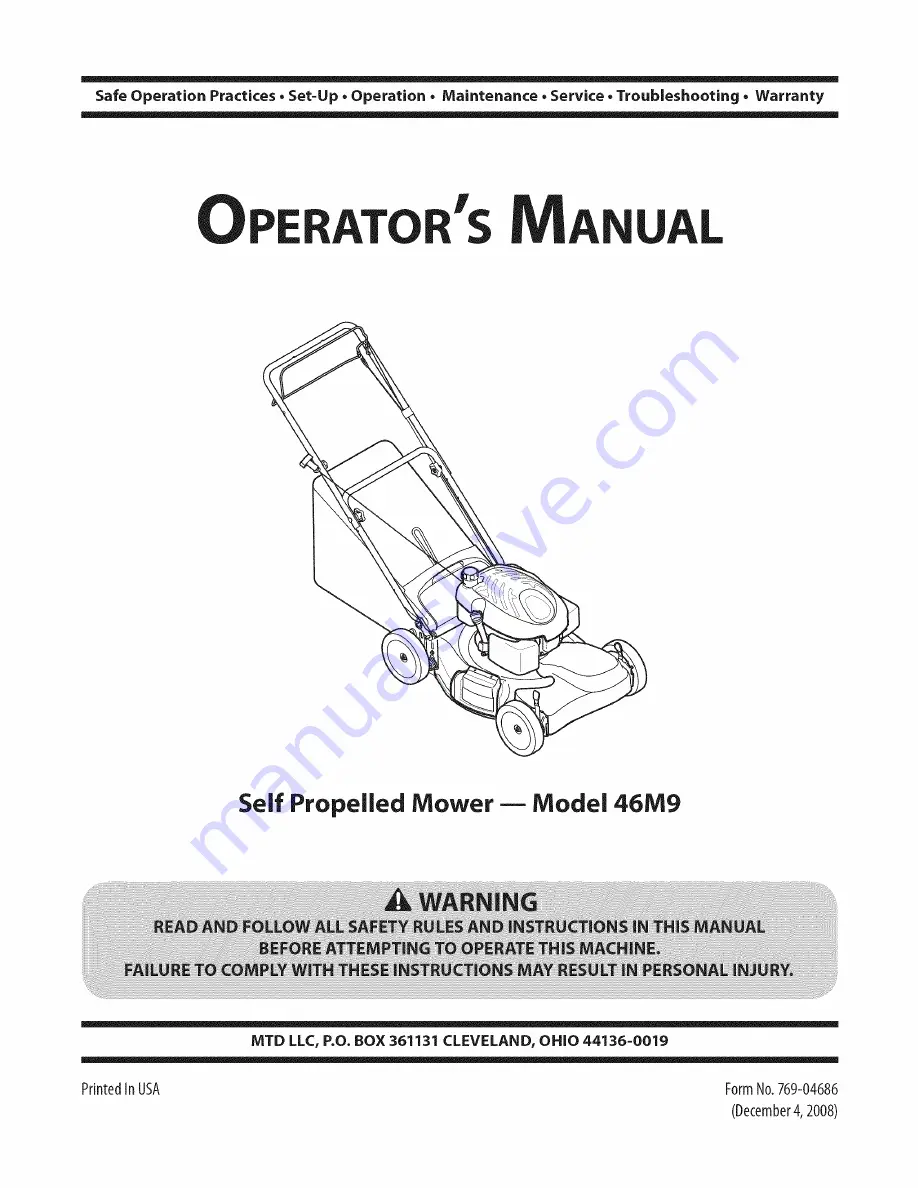 MTD 46M9 Operator'S Manual Download Page 1