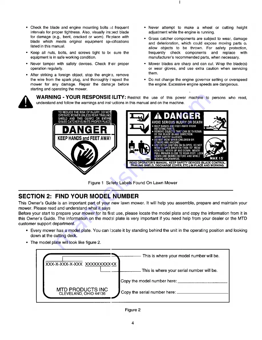 MTD 510-519 Series Owner'S Manual Download Page 4