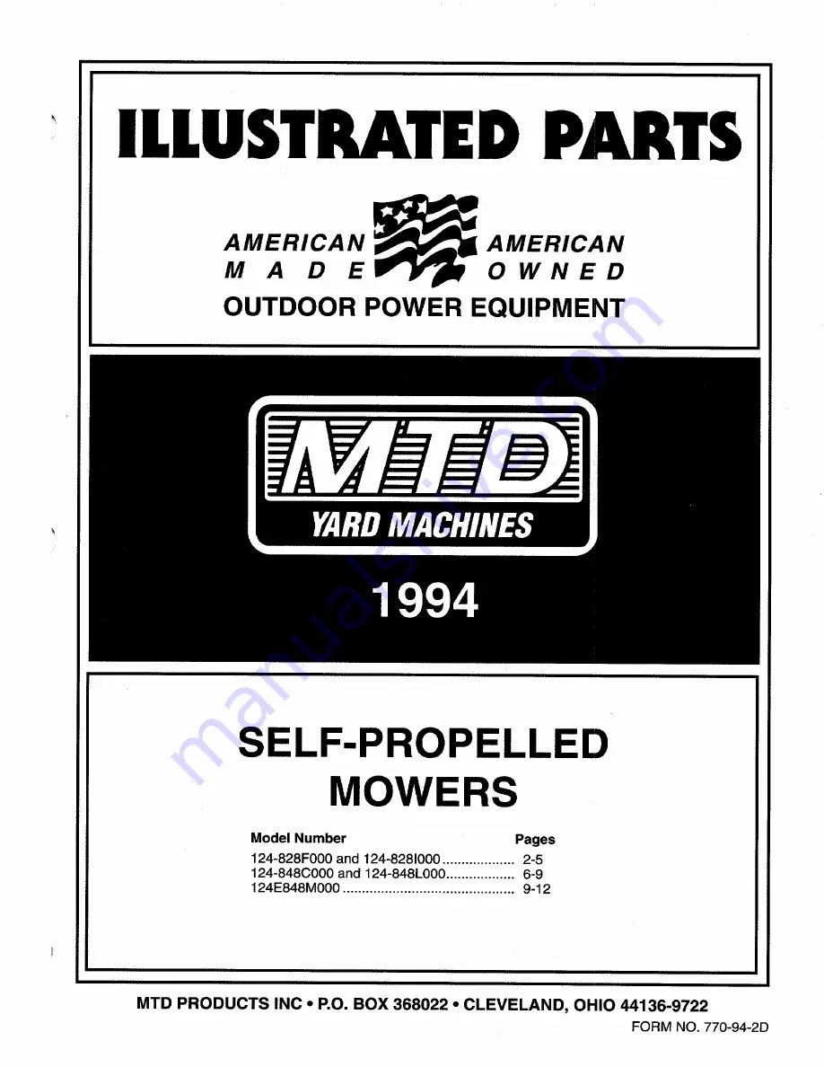 MTD 828 Series Illustrated Parts List Download Page 1