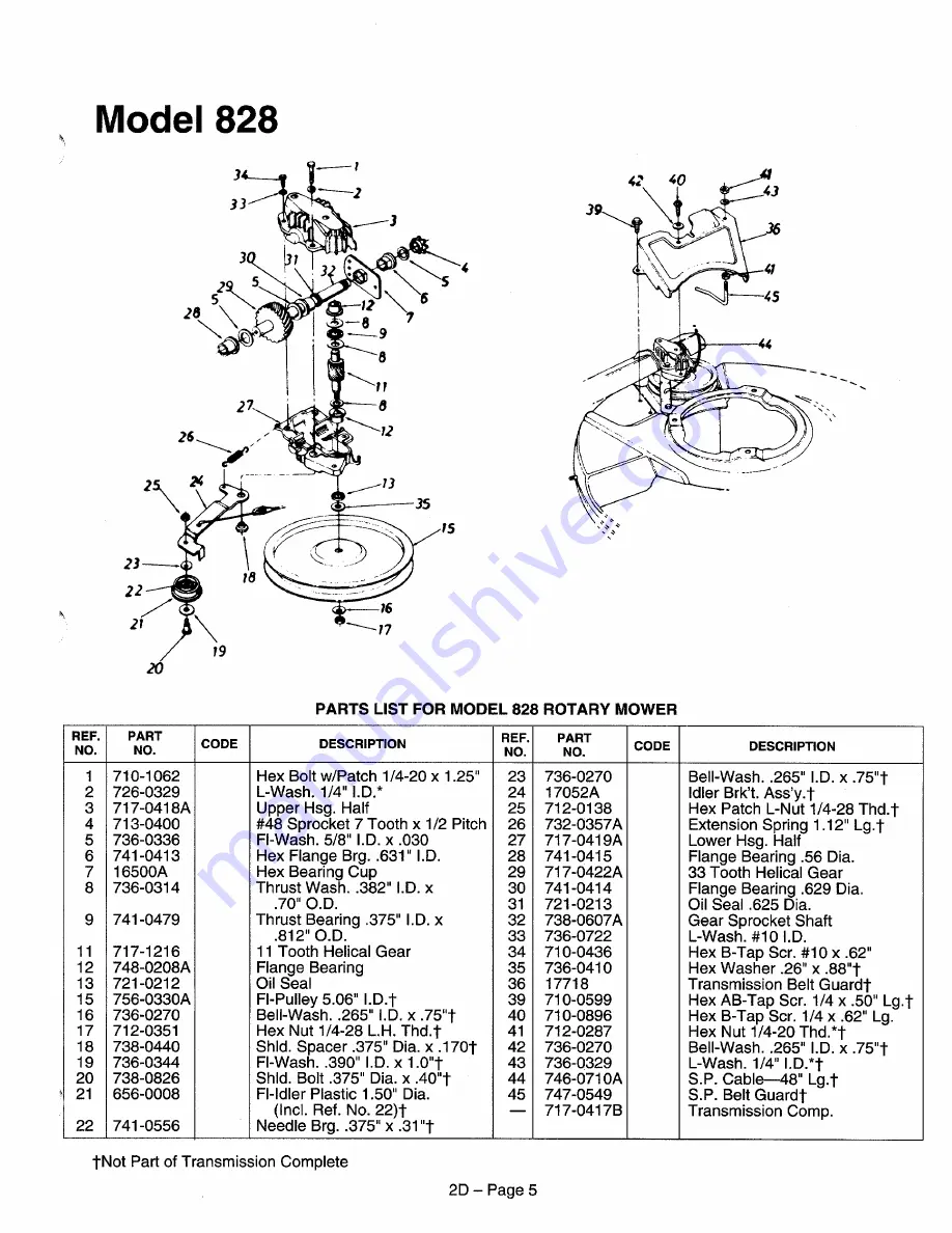 MTD 828 Series Illustrated Parts List Download Page 5