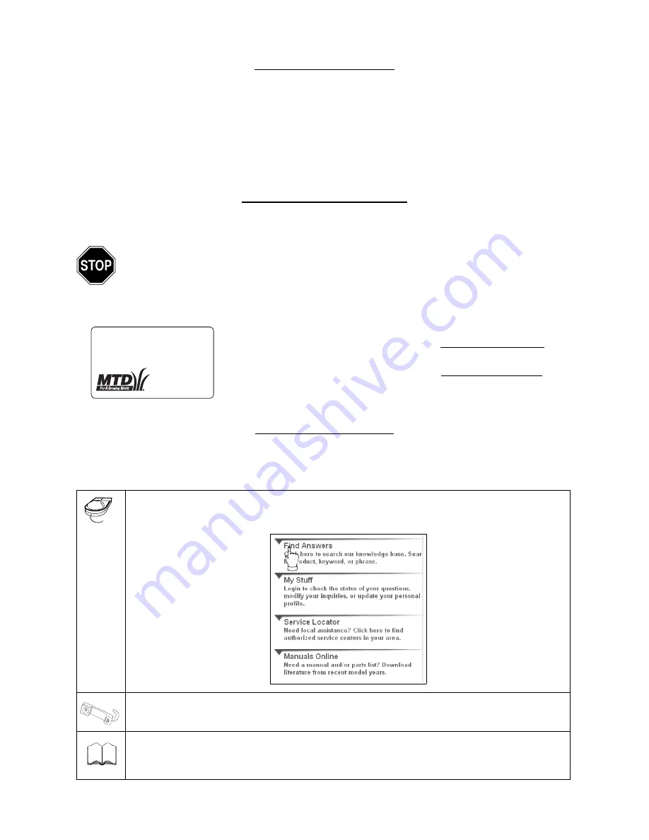 MTD 970 Series Operator'S Manual Download Page 2