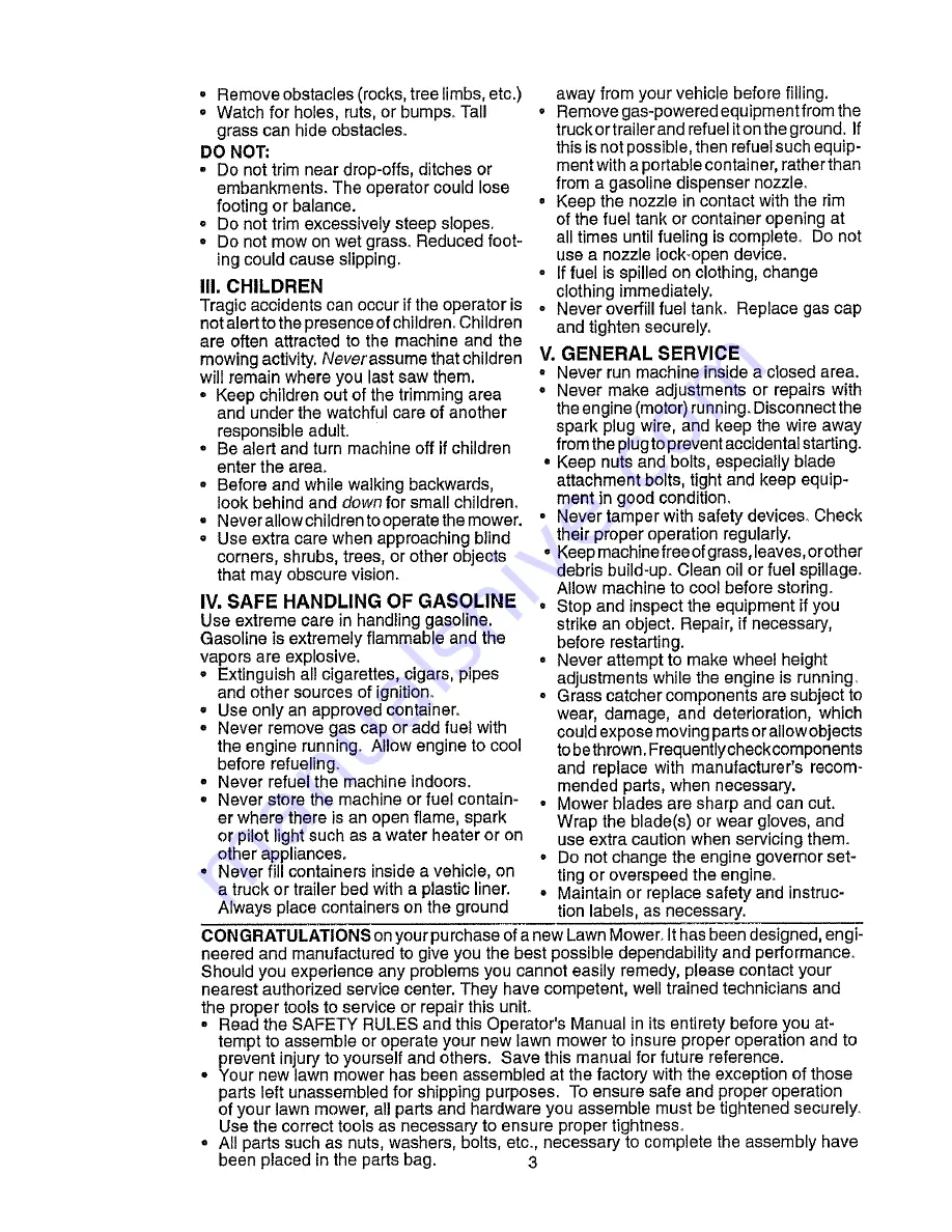 MTD PR600N21RH Operator'S Manual Download Page 3